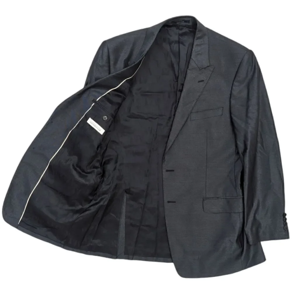 Versace Collection Men's 54R Wool & Silk Shiny Blue Two Button Blazer